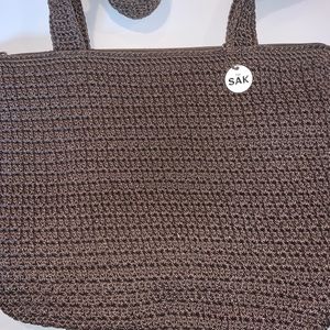 SAK Brown Hand Crocheted Bag